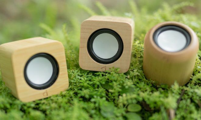speakers on a bed of moss