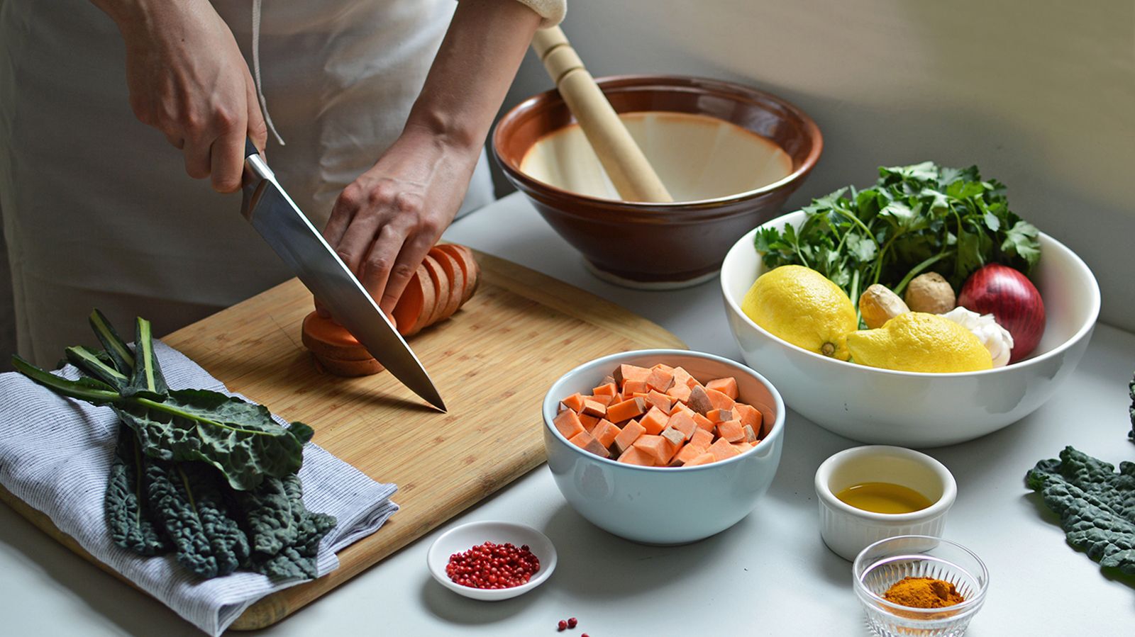 Person chopping vegetables