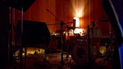recording studio with soft lighting