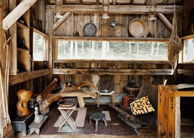 interior of cabin with decorations
