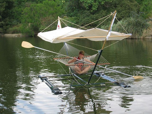 A boat made out of a hammock