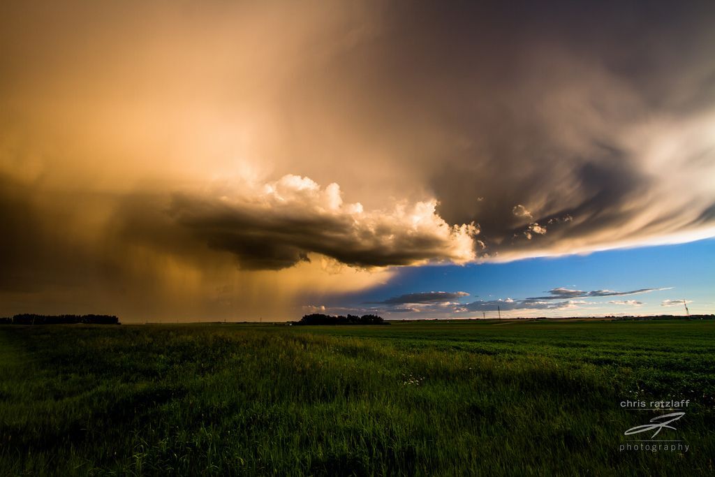 Sunset storm over prairie