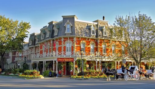 Orange building in Niagara-on-the-Lake.