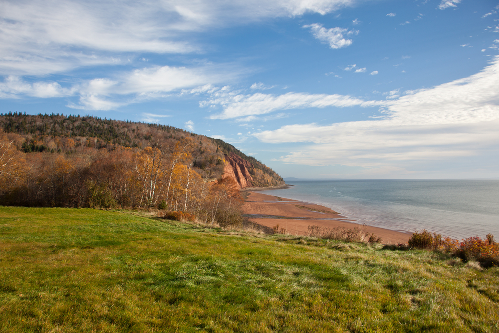 View of the rocky cliffs of Cape Spilt, Nova Scotia