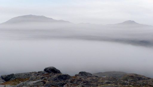 Foggy view of the Northern Peninsula Coast of Newfoundland.