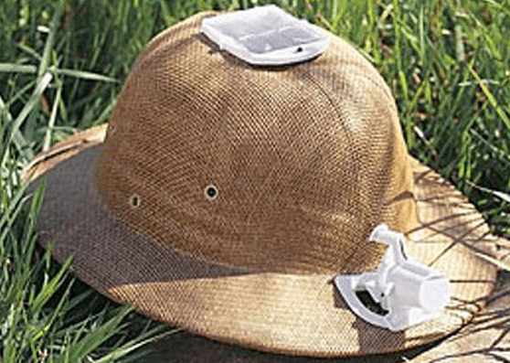 Solar powered cooling pith helmet