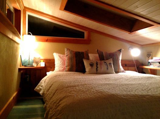 Bedroom loft with skylights