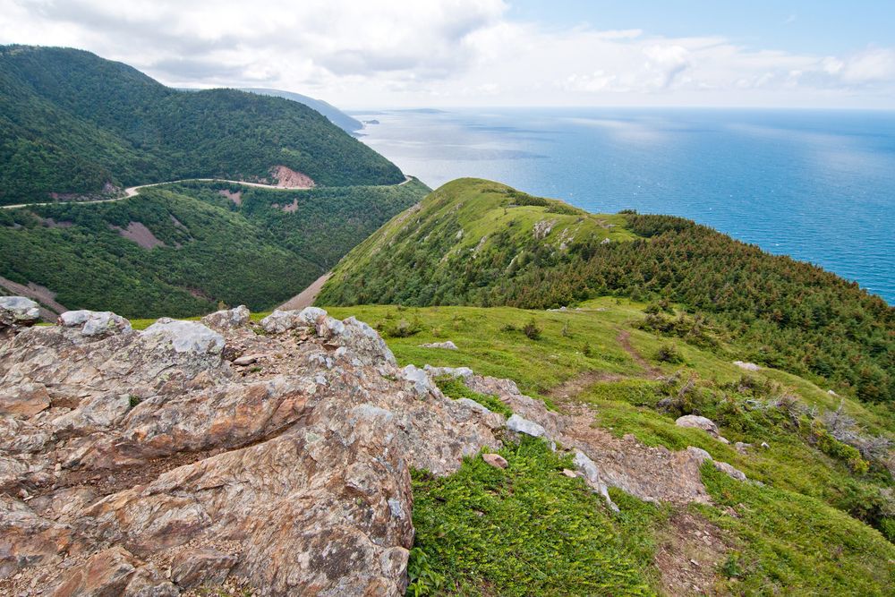 View of the Cabot Trail in Cape Breton, Nova Scotia.