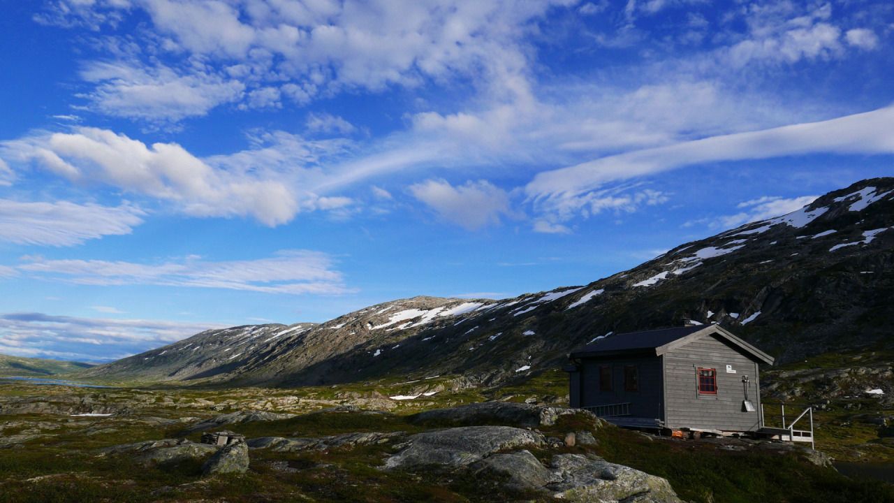isolated cottage in mountains