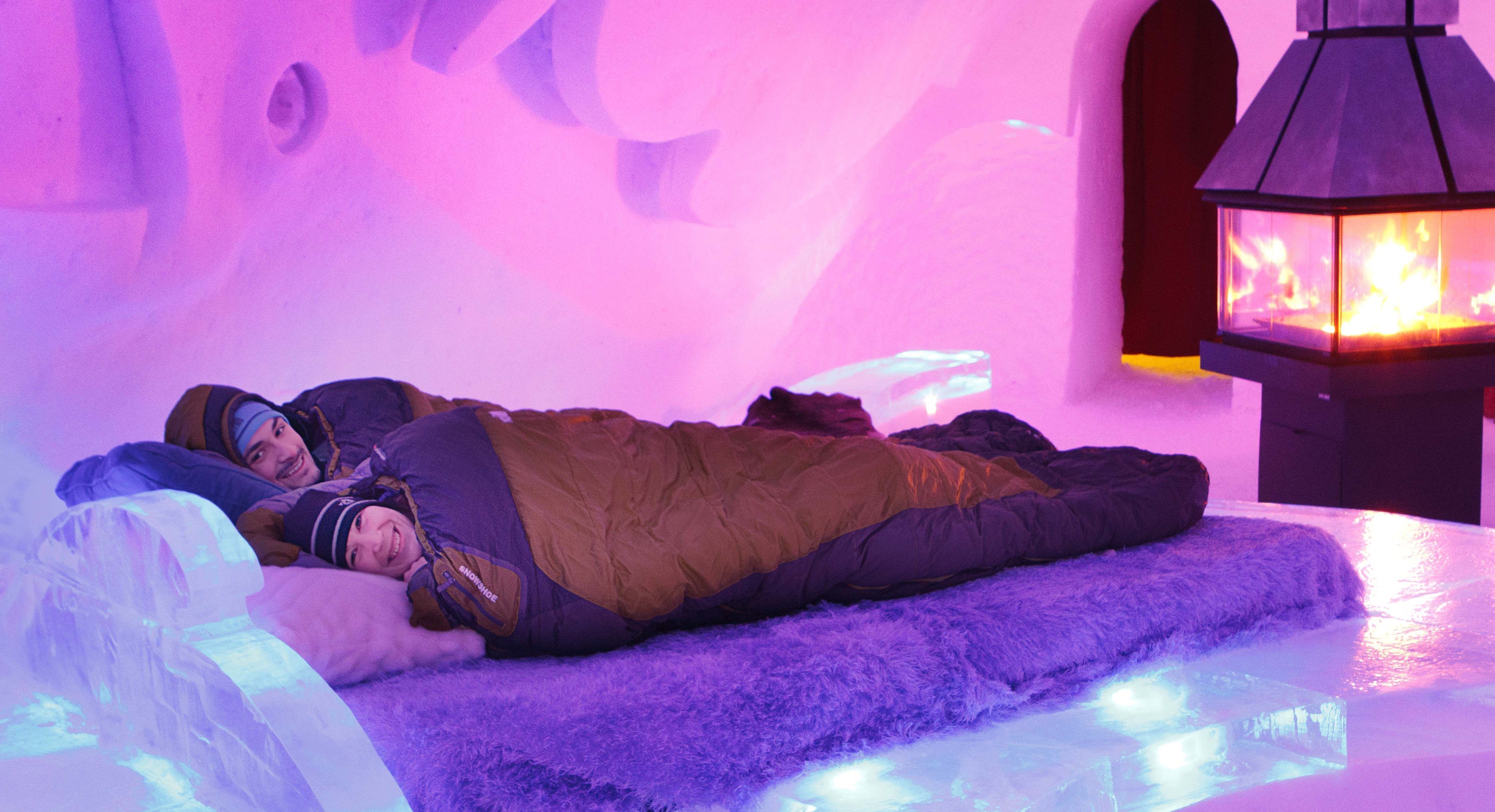 Sleep in an ice castle in Quebec