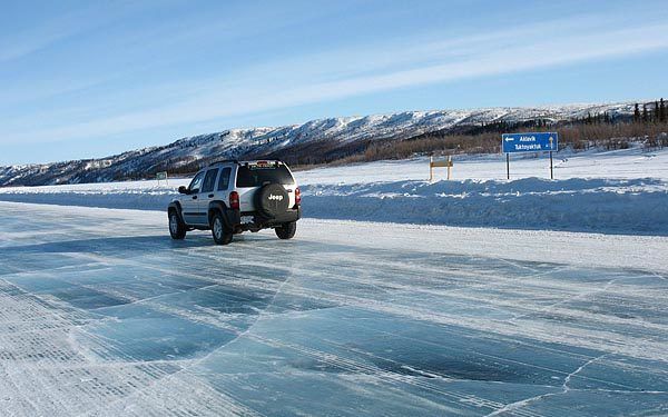 Cruise down an ice road in the Northwest Territories