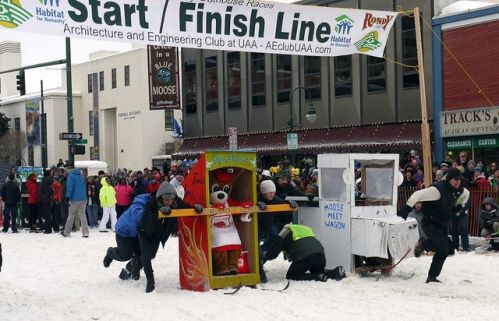 Two racing outhouses