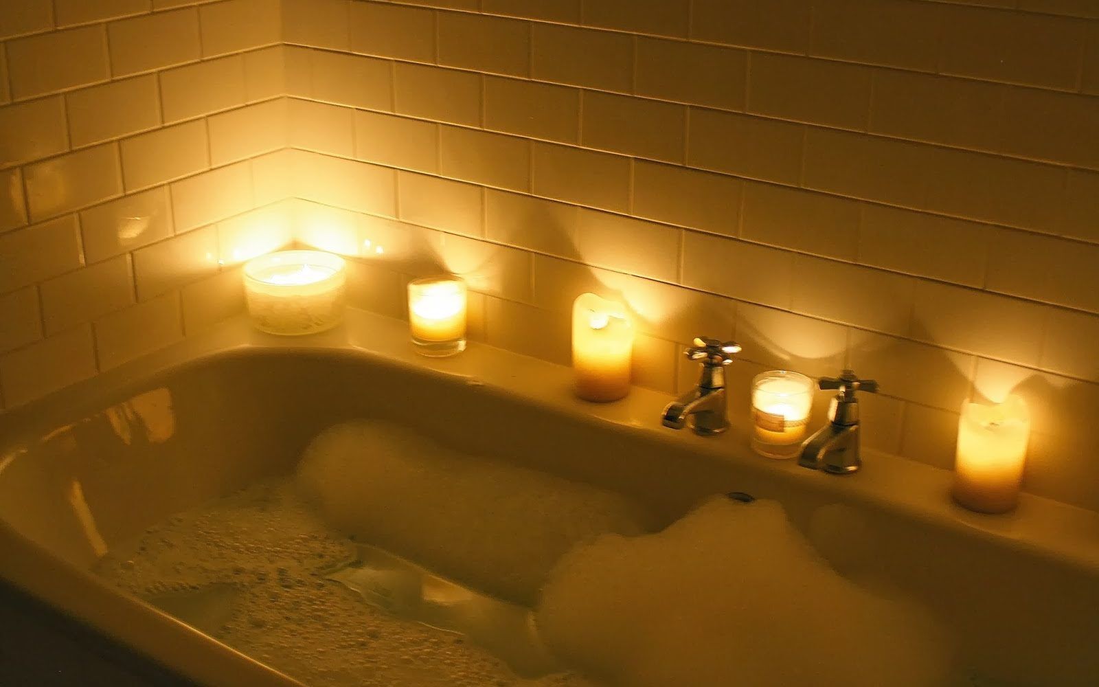 bubble bath with candles