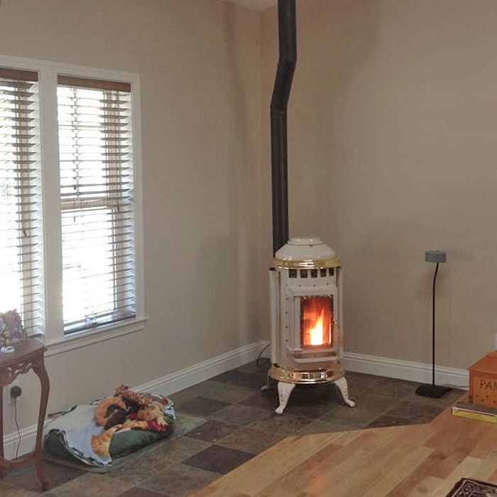 White pellet stove