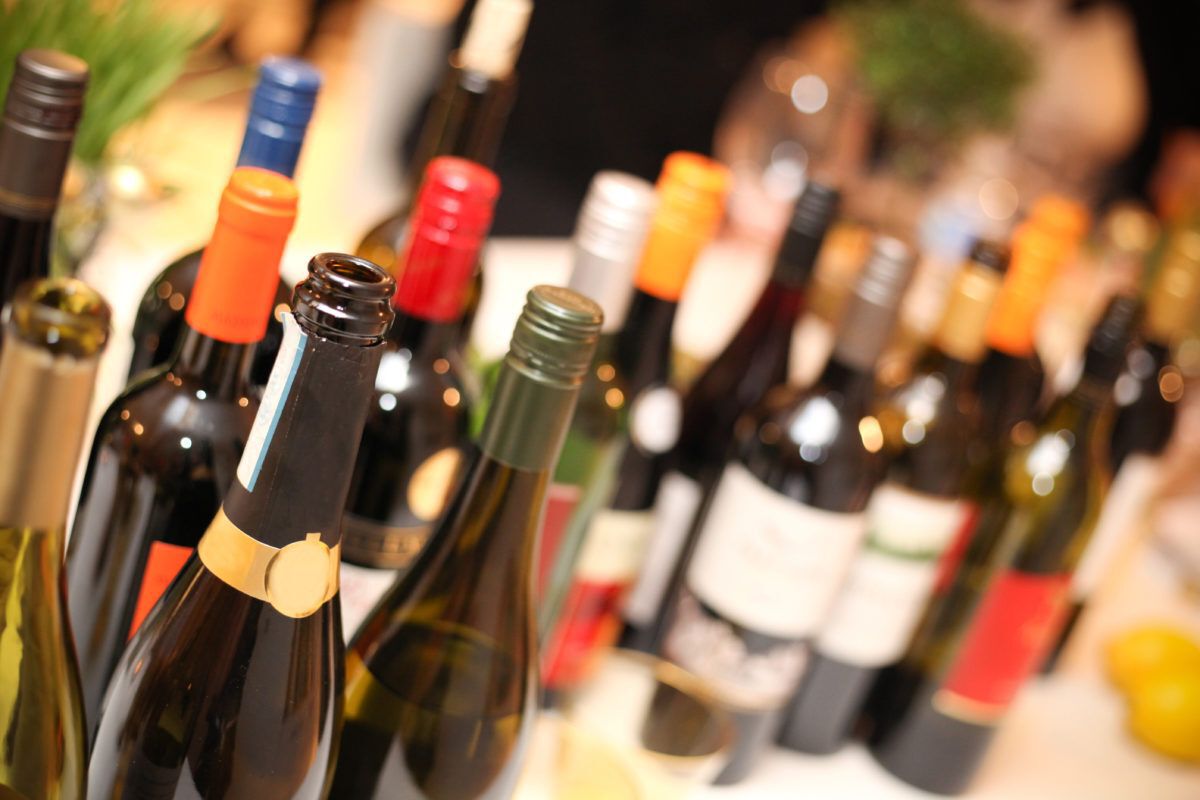 wine bottles at a party