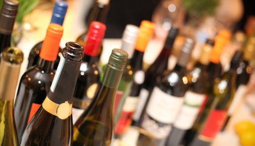 wine bottles at a party