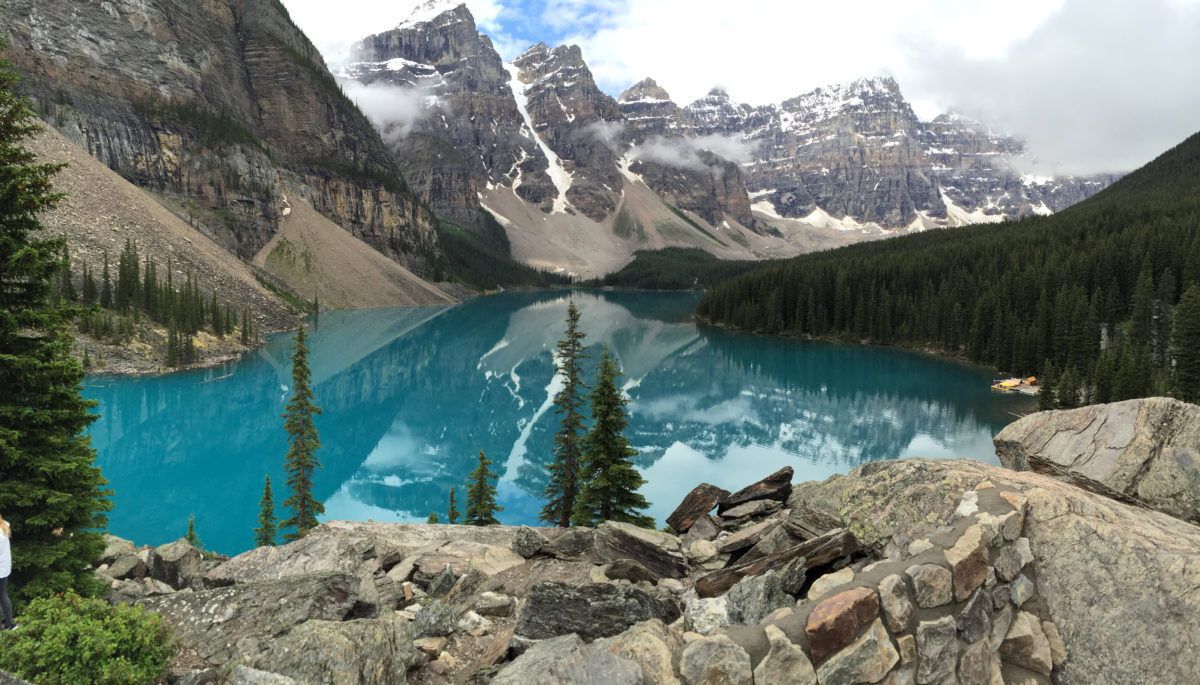 View of lake and mountains in Banff National Park