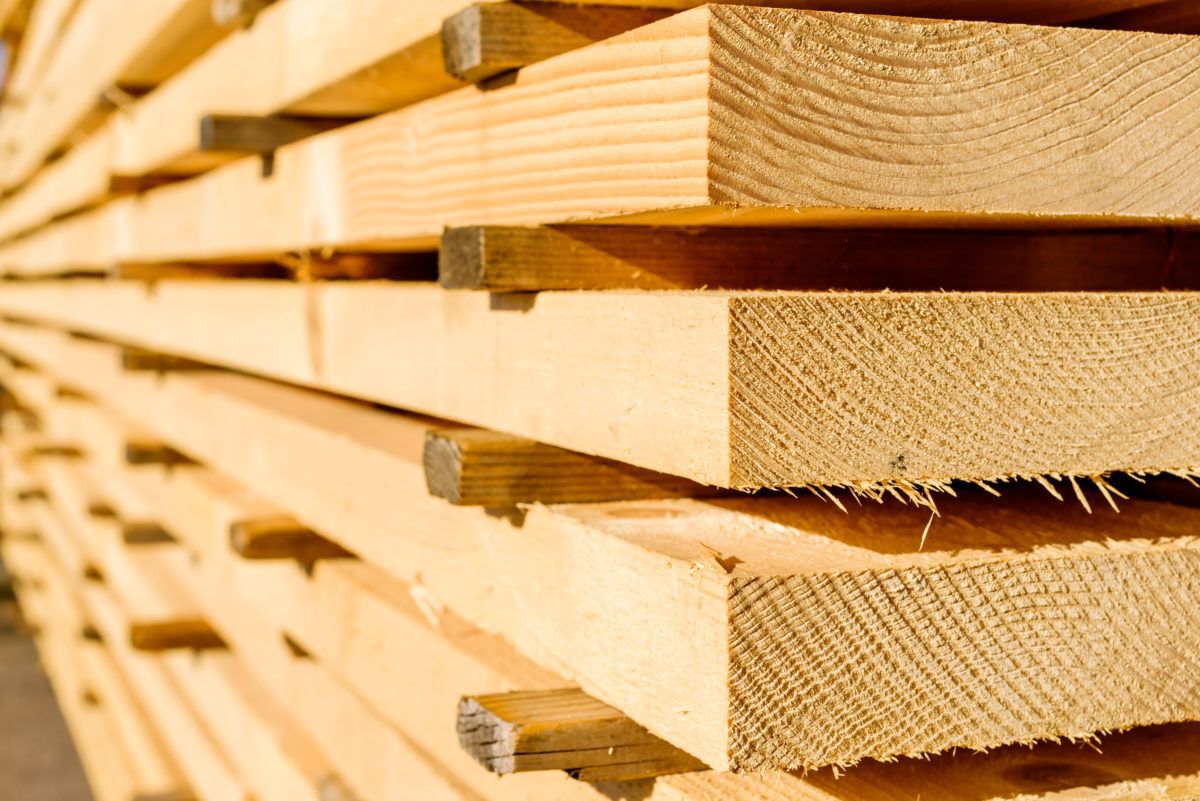 lumber drying in a pile