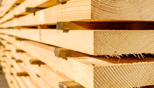 lumber drying in a pile