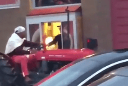 Man takes tractor through Tim Hortons Drive-Thru