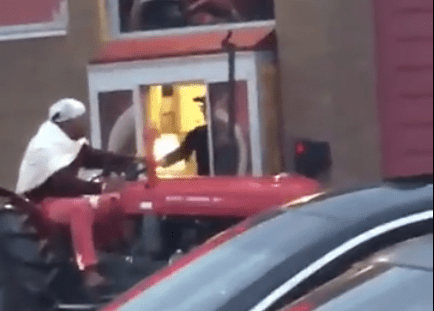 Man takes tractor through Tim Hortons Drive-Thru