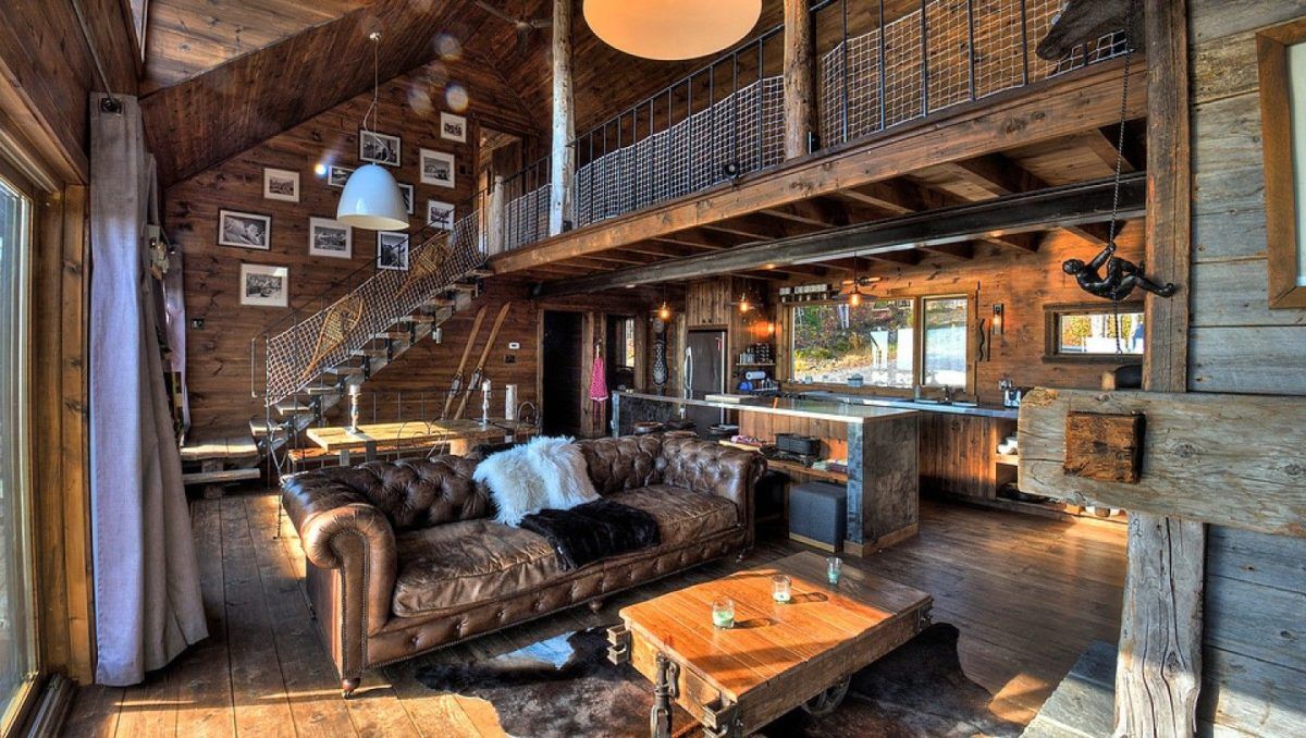 Cabin living room le refuge chalet