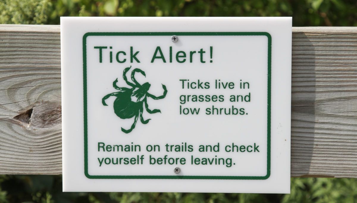 Sign warning of ticks