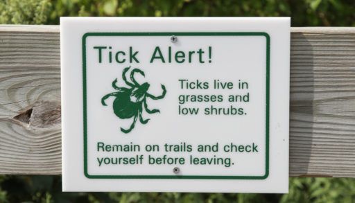Sign warning of ticks