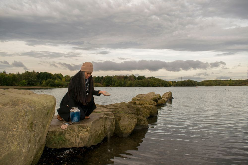 woman scattering ashes in ontario