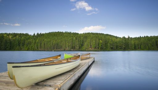 two-canoes-on-a-dock-in-cottage-country