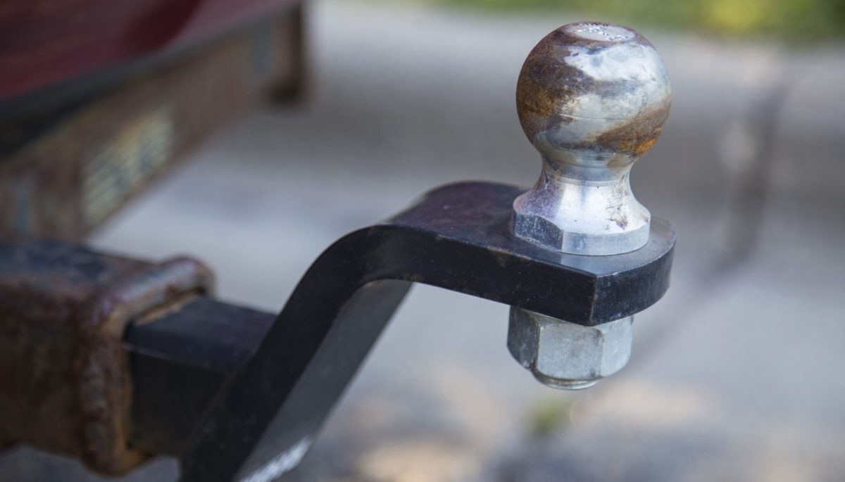 up close picture of a trailer hitch ball