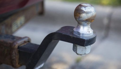 up close picture of a trailer hitch ball