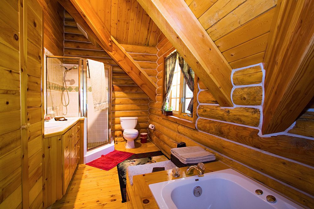 Close up on a Bathroom in a Log Cabin