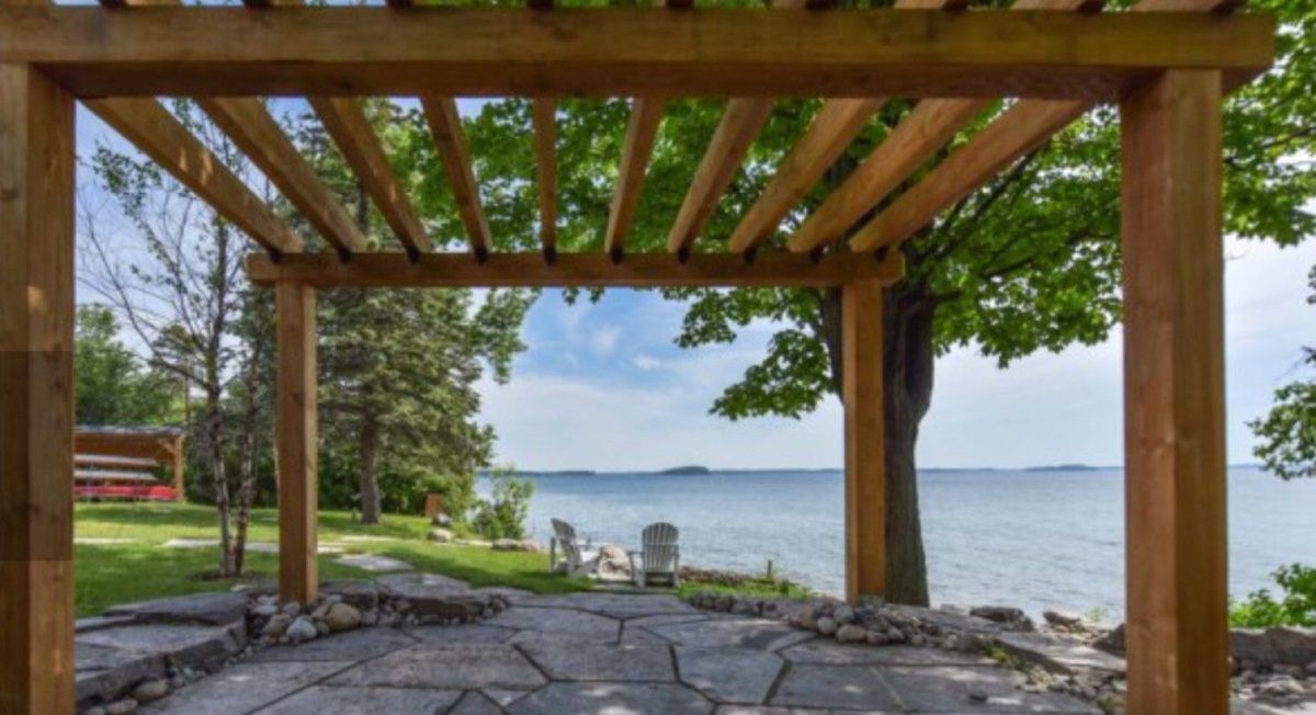 The waterfront view of the cottage.