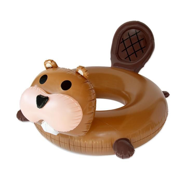Inflatable pool float in the shape of a beaver