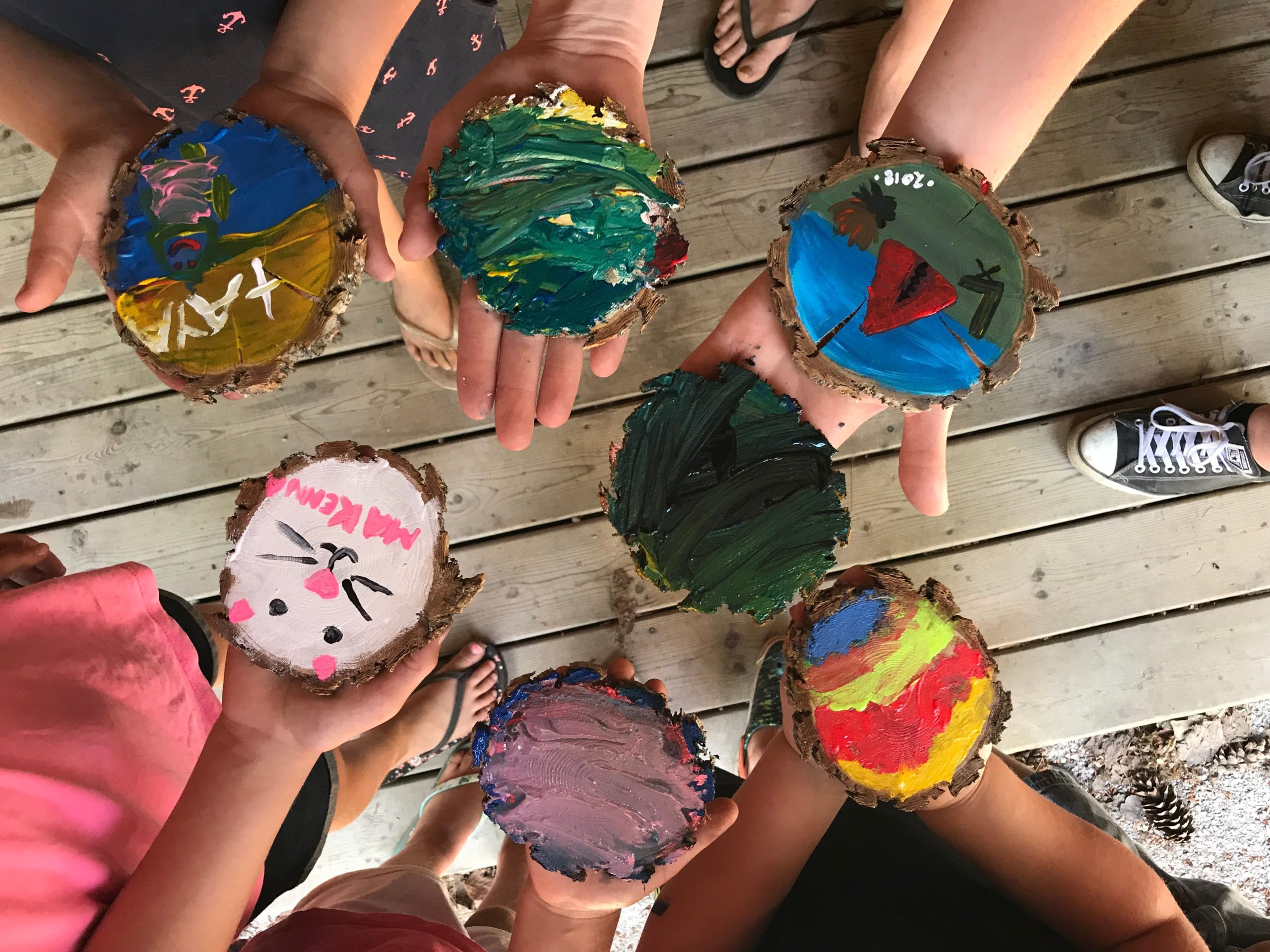 Tree cookie painting at Bonnechere Provincial Park