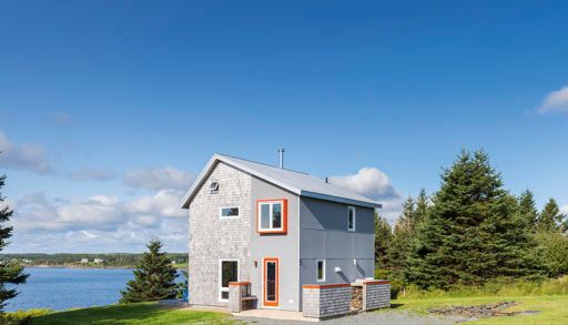Grey and orange cottage in Nova Scotia