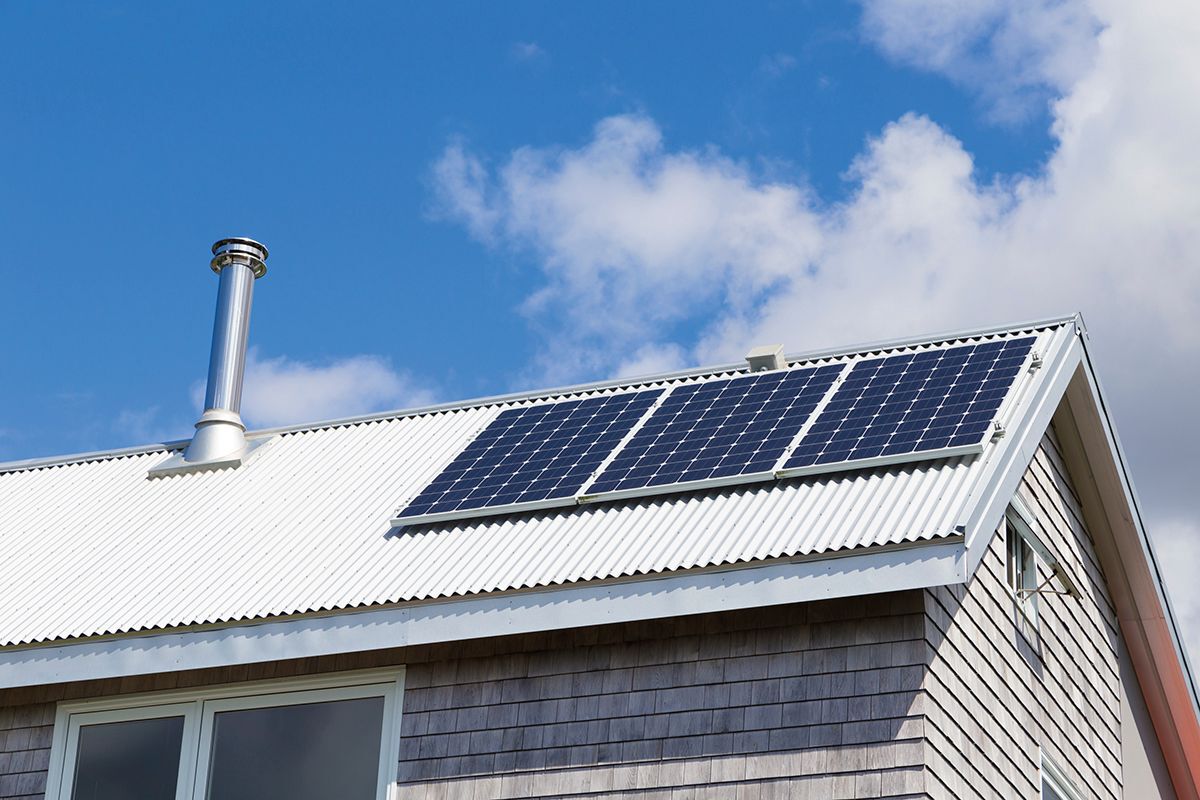Solar panels on roof of house