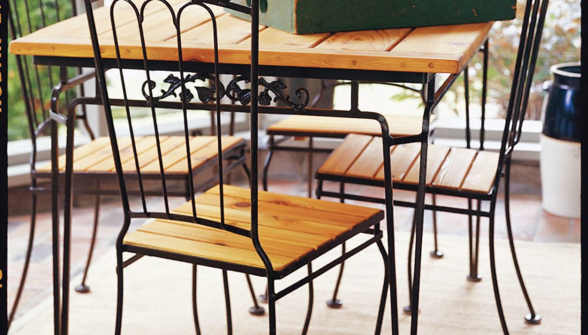 Cedar and iron table with chairs