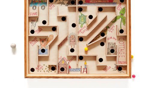 Top down look at completed marble maze project