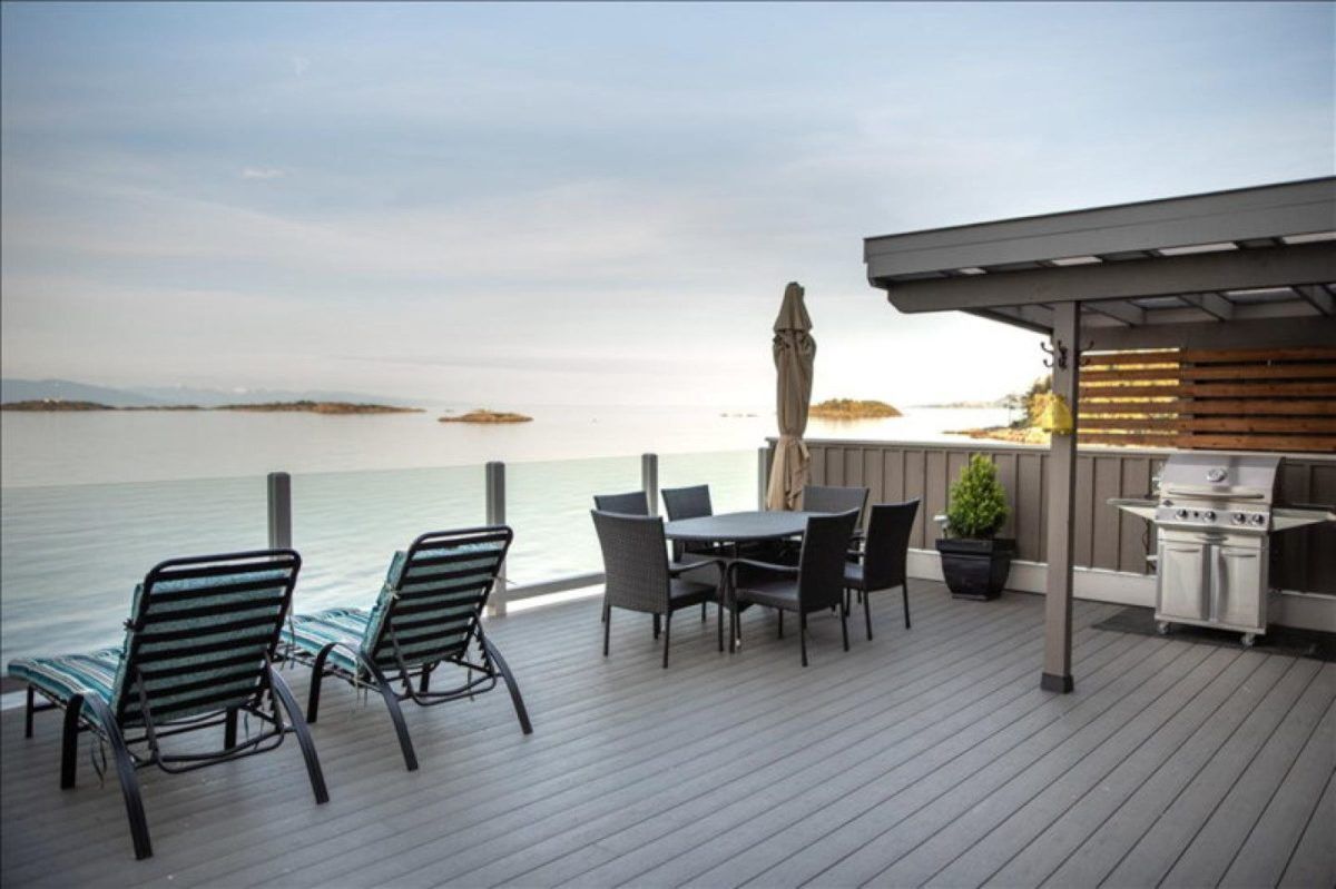 Waterfront views from deck at Nanoose cottage