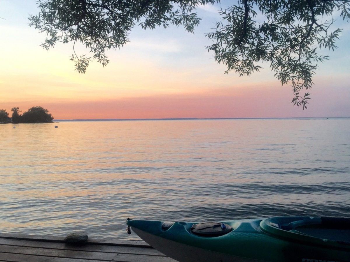 Sunset at Lake Simcoe from dock