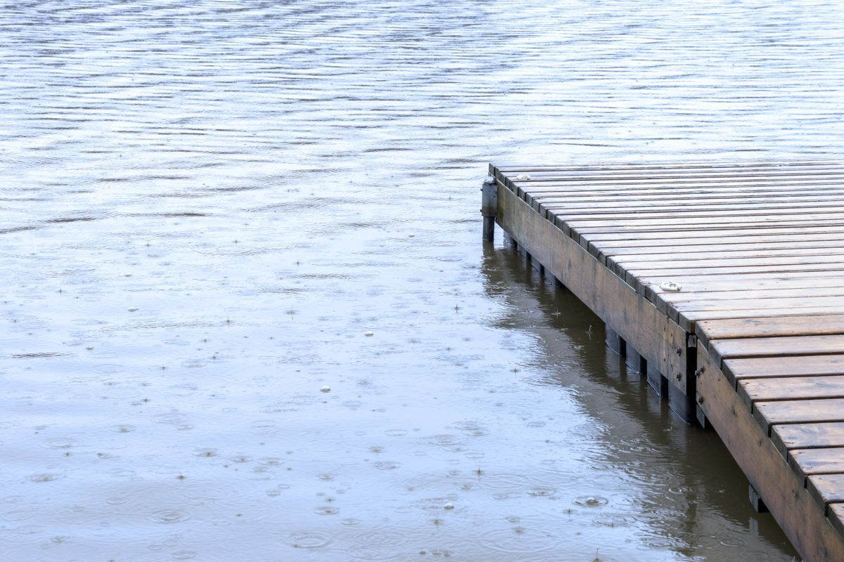 Cottage dock in a lake
