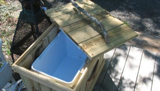 repurposed cooler on deck
