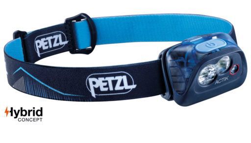 Small headlamp with black and blue headband