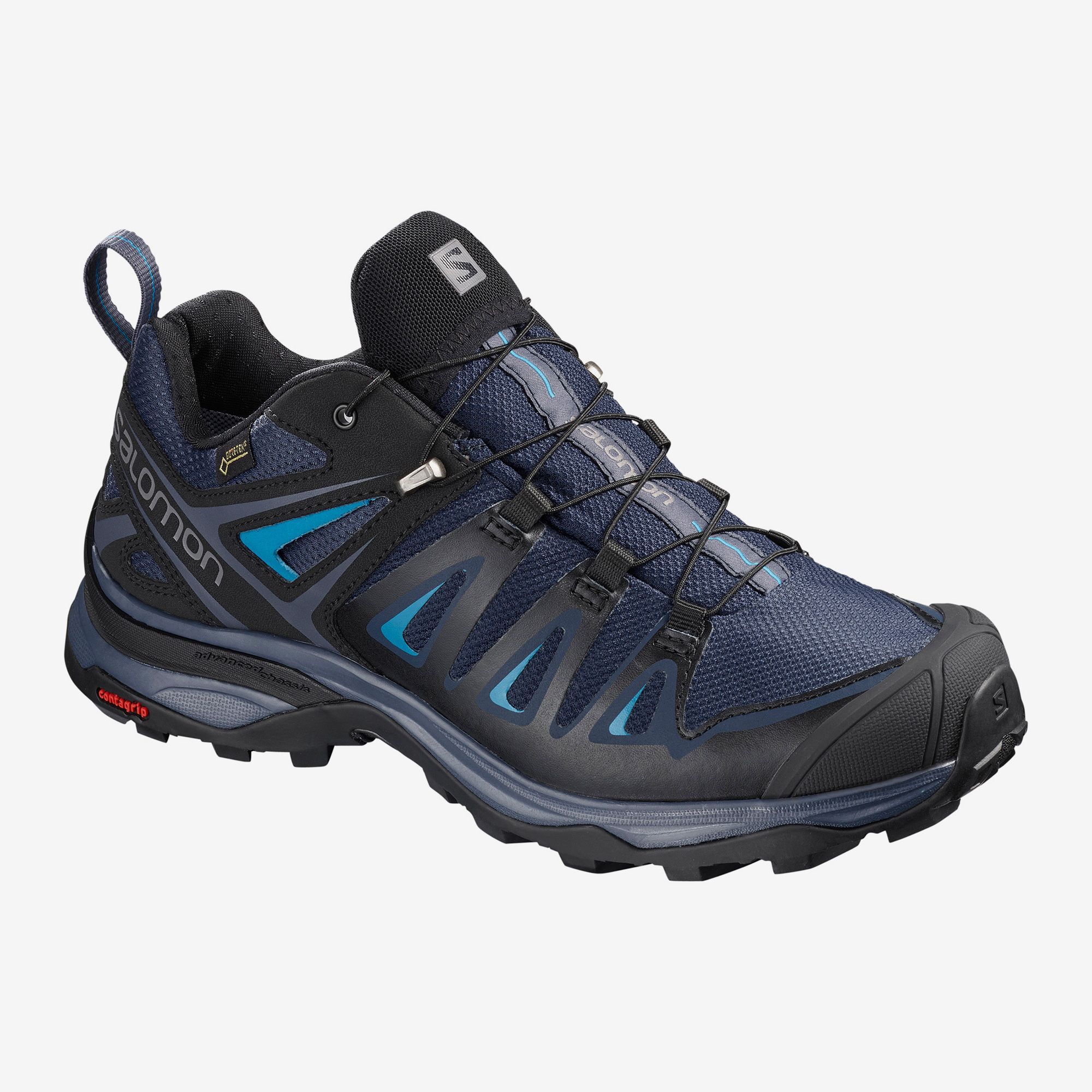 Purple and black hiking shoes