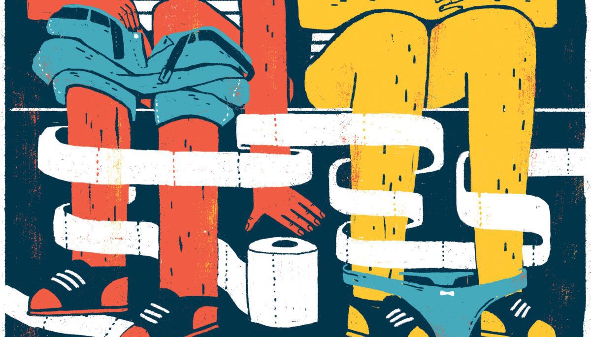 duo sitting on a toilet