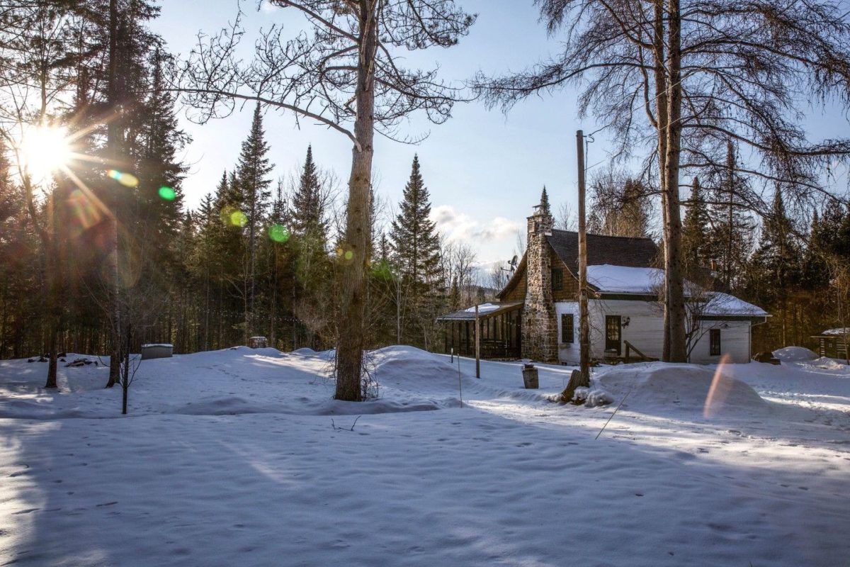 Winter historic log cabin