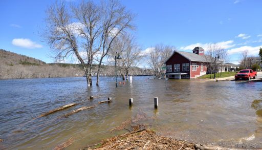Hampton, New Brunswick / Canada - May 5 2018: Flooding at the Lighthouse River Center Hampton, New Brunswick Canada