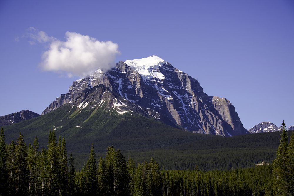 Mount Temple in Lake Louise, Banff National Park, Alberta, Canada, mountains